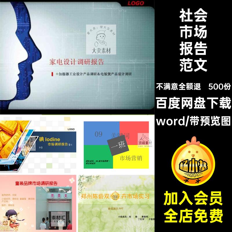 营销市场报告范文word500份社会模板问卷文本调研报告调查方案