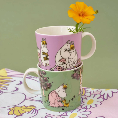 芬兰Arabia Moomin 姆明温馨呵护甜蜜伴侣陶瓷马克杯套装300ml*2