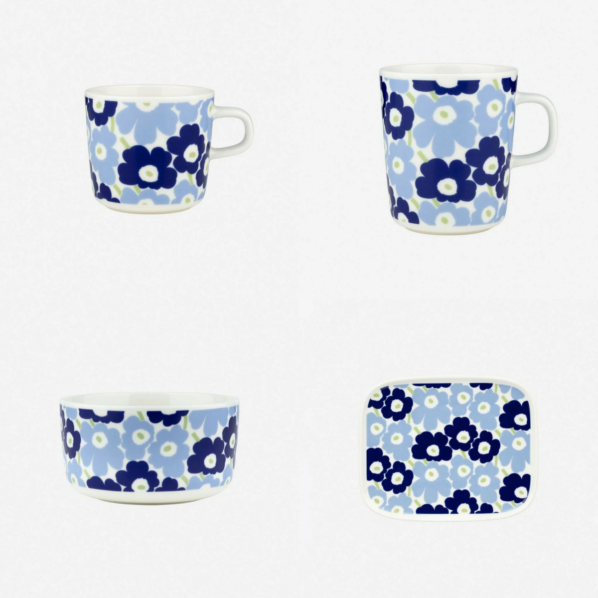 Marimekko Unikko亚洲限定2026年春蓝色小花马克杯碗方盘