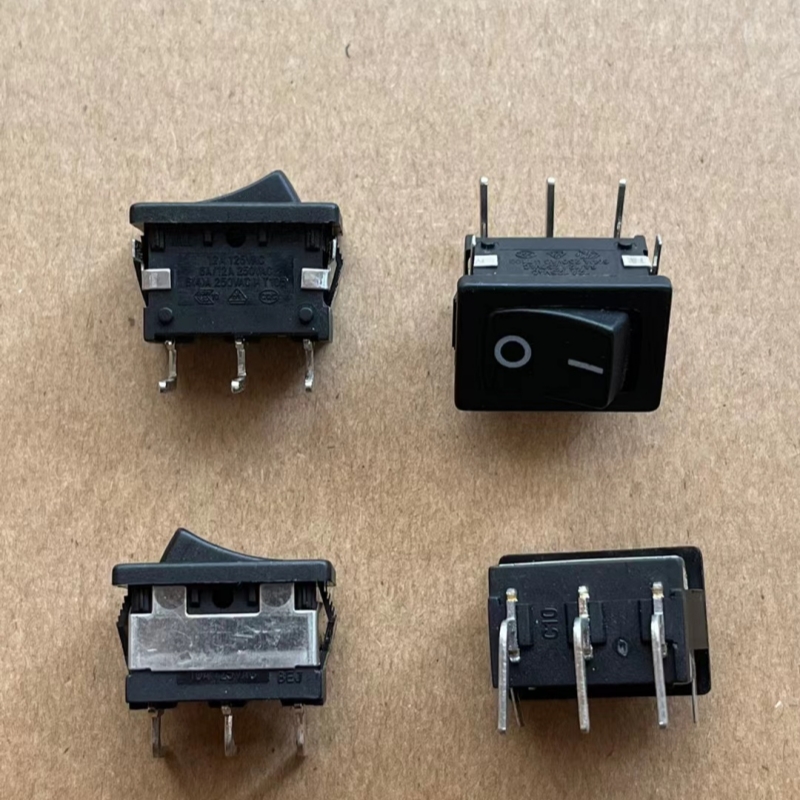 BEJ船形开关3脚2档 PS8A 6A250V弯脚船型翘板电源按钮开关15*21MM