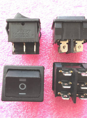 船型开关6脚3档6A250V XW-601 方形翘板电源开关24*21MM