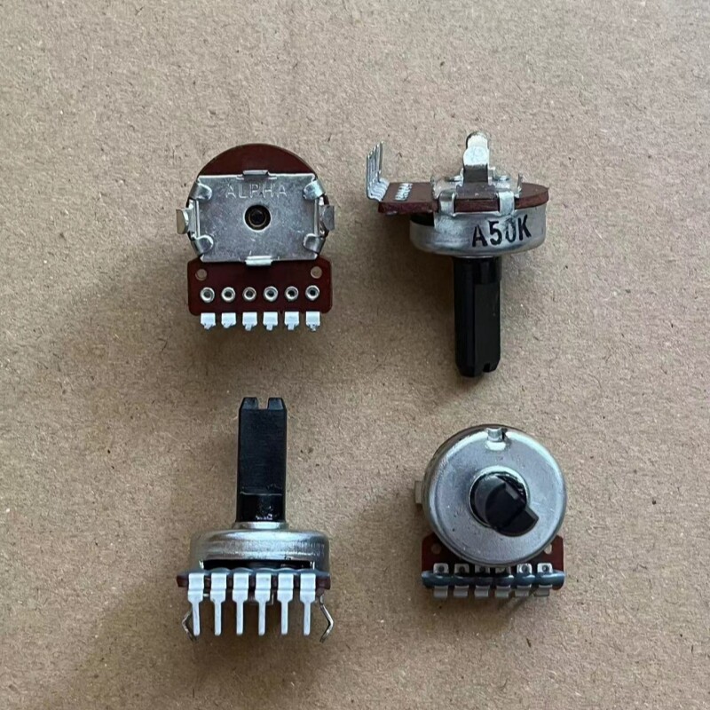 台湾ALPHA双联6脚电位器A50K A503 161型音量旋转电位器 柄长15MM