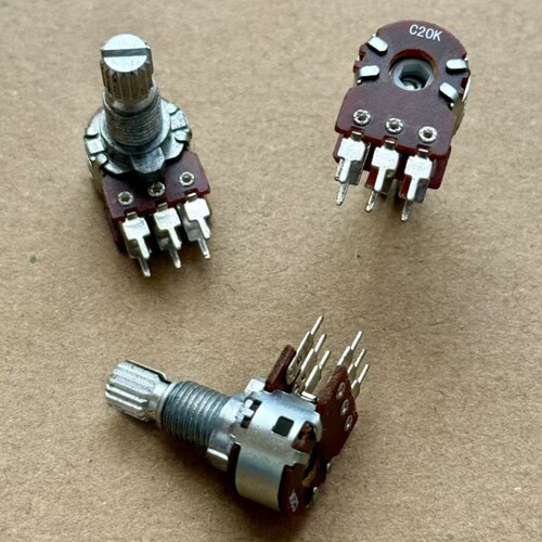12型双联6脚电位器C20K C203 功放音量电位器 圆花轴 柄长15MM