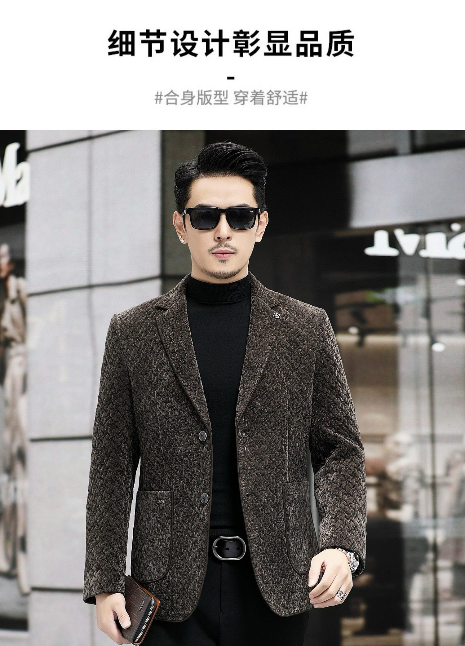 品牌剪标时尚轻商务男士西装领男羽绒服