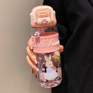 可爱双饮带吸管tritan塑料杯女高颜值上学专用便携水杯子2026新款