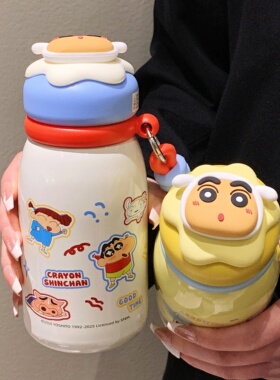 蜡笔小新保温杯女可爱高颜值2025新款便携学生水杯子茶水分离泡茶