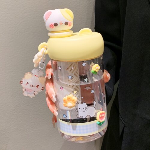 【可爱双饮吸管杯女生带茶仓】