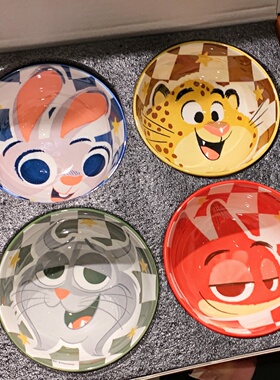 疯狂动物城尼克朱迪餐具礼盒碗套装釉下彩家用新年生日送礼物儿童