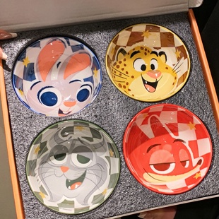 疯狂动物城尼克朱迪餐具礼盒碗套装 釉下彩家用新年生日送礼物儿童