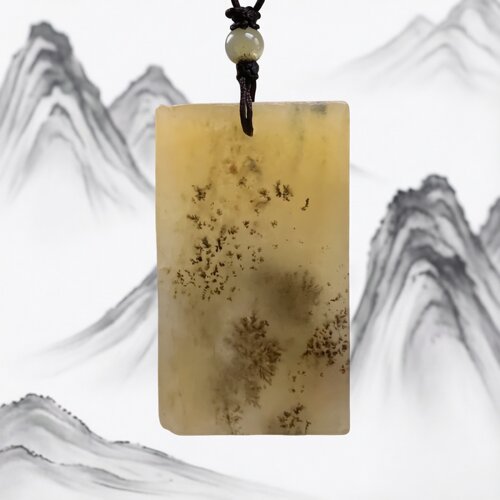 Z3-20云南天然黄龙玉水草花平安无事牌挂件吊坠正品证书