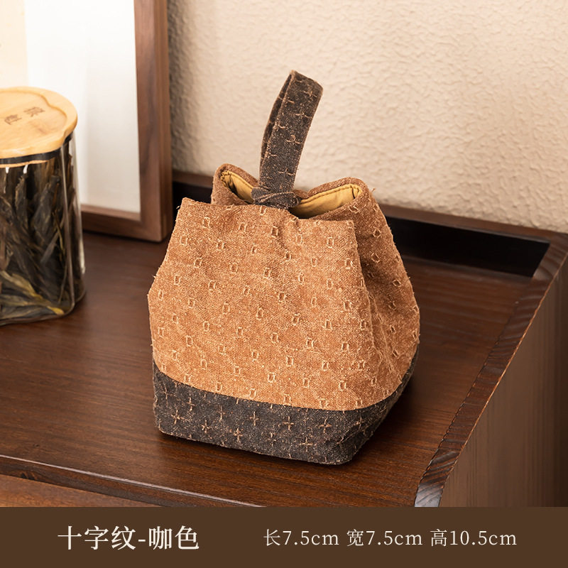 宋锦便携茶事包茶具收纳包新中式布袋加厚夹棉手提包茶器旅行包