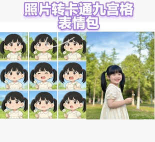 AI头像男生女生儿童照片转漫画卡通形象设计动漫画九宫格表情包