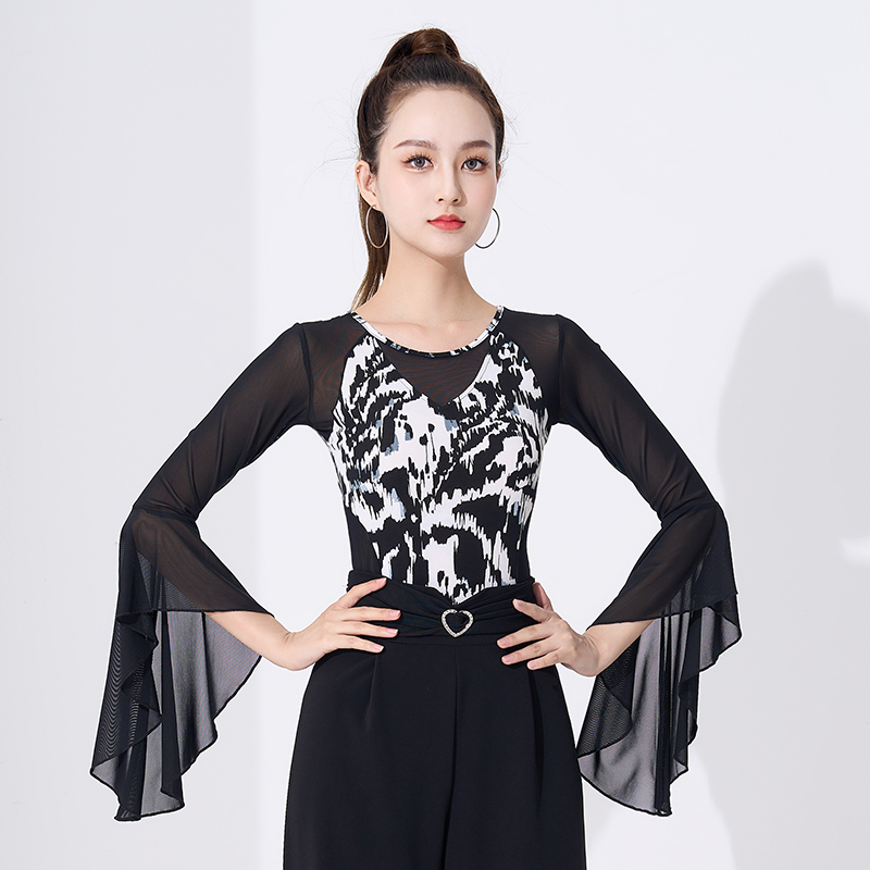 0摩登舞上衣洋气新款女成人拉丁舞服装吉特巴交谊舞上装练功演出