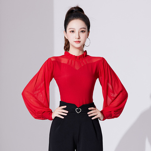 纤芸摩登舞上衣新款拉丁舞服国标交谊舞上装跳舞舞衣吉特巴练功服