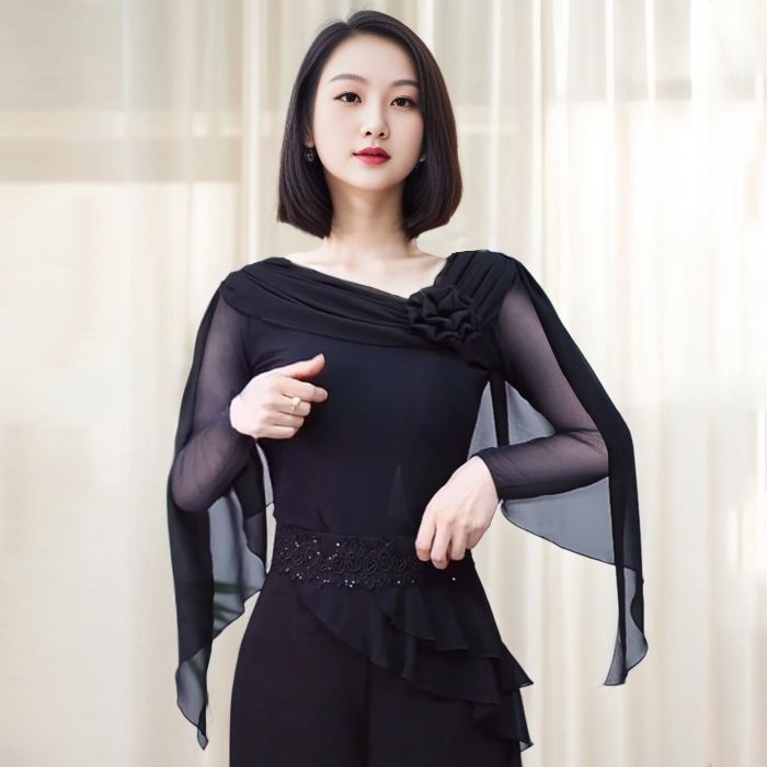 春夏拉丁舞练功服装上衣女成人飘逸形体舞蹈服古典舞上衣演出服