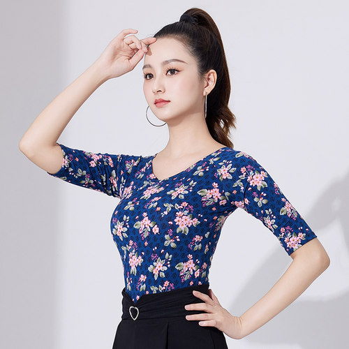 摩登舞上衣新款女成人舞蹈服拉丁舞服跳舞练功服国标舞广场舞服装