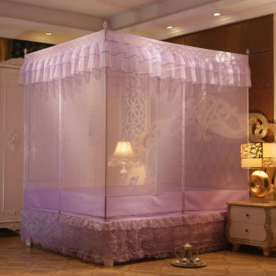 坐床蚊帐有底拉链方顶大空间带烤漆支架坚固1.5米1.8m床1.35家i.