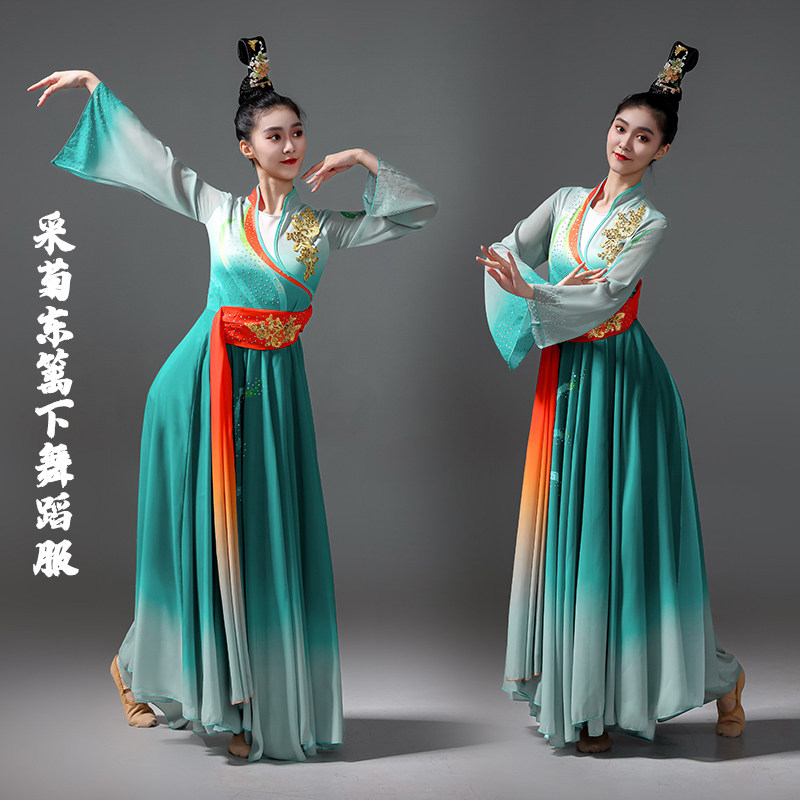 采菊东篱下舞蹈服古典舞演出服飘逸汉唐独舞大裙摆剧目艺考表演服