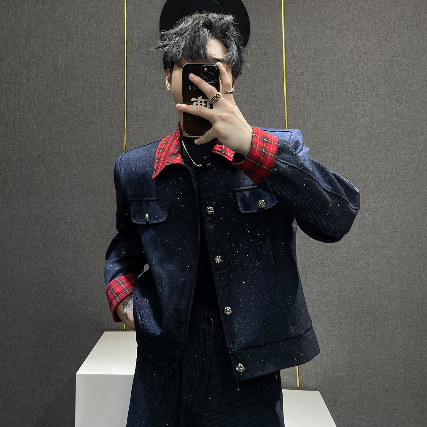 高级设计感满天星小香风套装男生