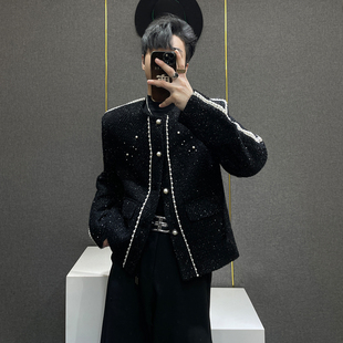 小香风珍珠装 新品 饰夹克男生小众轻奢高级感痞帅短外套 秋季 鹿鹿