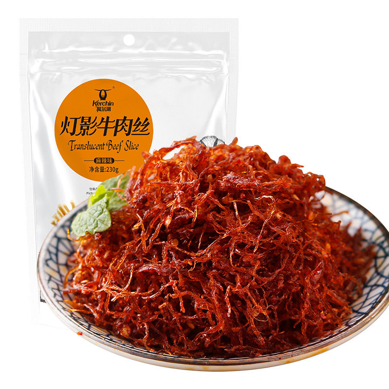 科尔沁灯影牛肉丝麻辣味230g休闲零食肉干肉脯手撕牛肉蜀香特产即