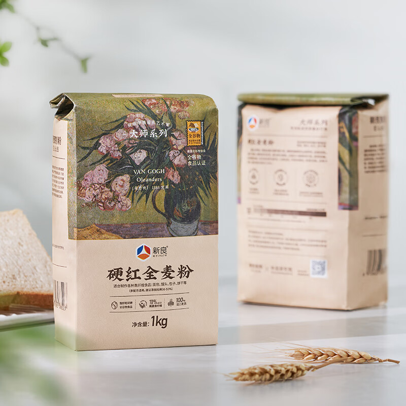 新良硬红全麦粉 全麦高筋面粉 面包粉 面粉包子饺子馒头纸包装面图片