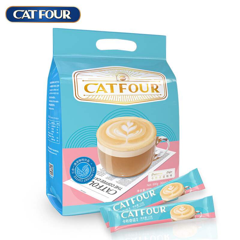 catfour卡布奇诺咖啡30条速溶咖啡粉450g/袋（新老包装随机发 咖啡/麦片/冲饮 速溶咖啡 原图主图