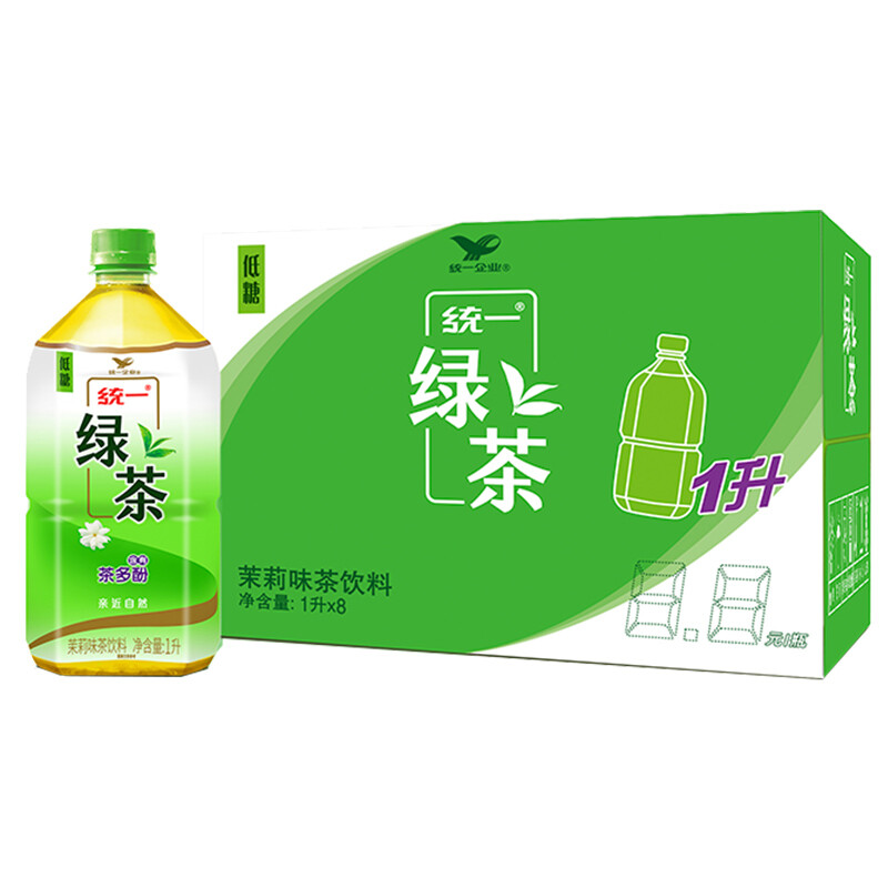 统一 绿茶 1L*8瓶 整箱装 调味茶饮料（新老包装随机发货）