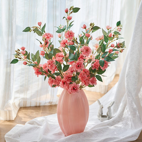 山茶花仿真花假花摆设塑料花客厅插花餐桌摆花花艺摆件轻奢装饰品