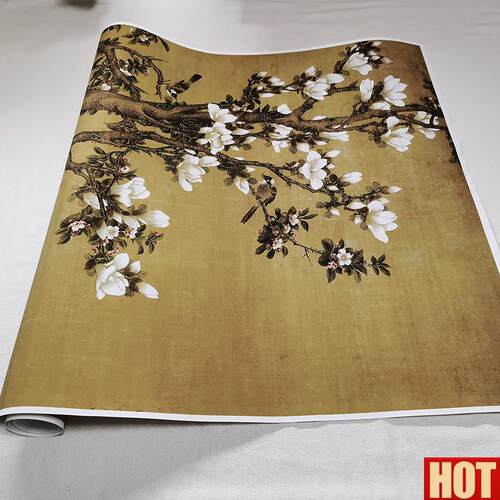 :0.8清 胡湄 玉堂富贵A图 真迹复制品53x131cm天津博物馆藏画