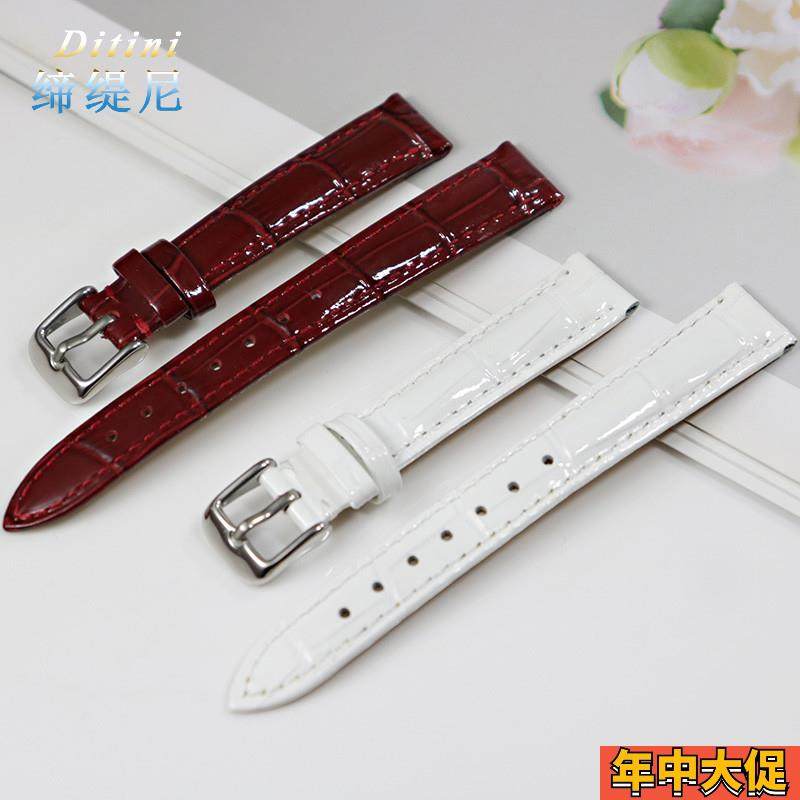 真皮表带女酒红白色绿代用天梭卡西欧飞亚达雷迈西腾手表链柔软16