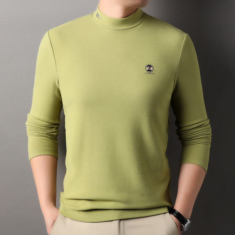 德绒秋冬季男士保暖长袖刺绣潮牌高级感中年男装卫衣体恤衫男装