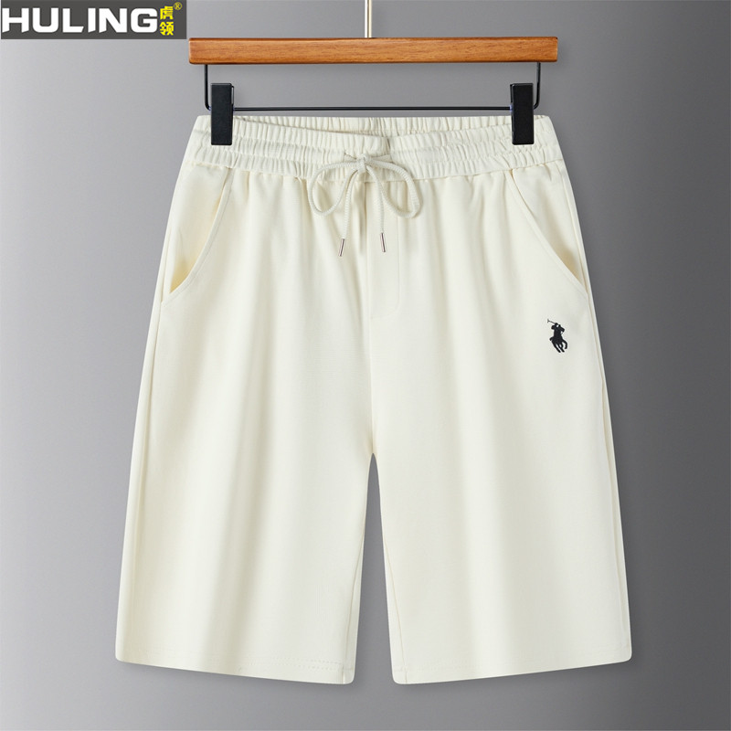 夏季新款休闲运动短裤夏装薄款宽松男装凉爽透气棉质刺绣松紧裤子