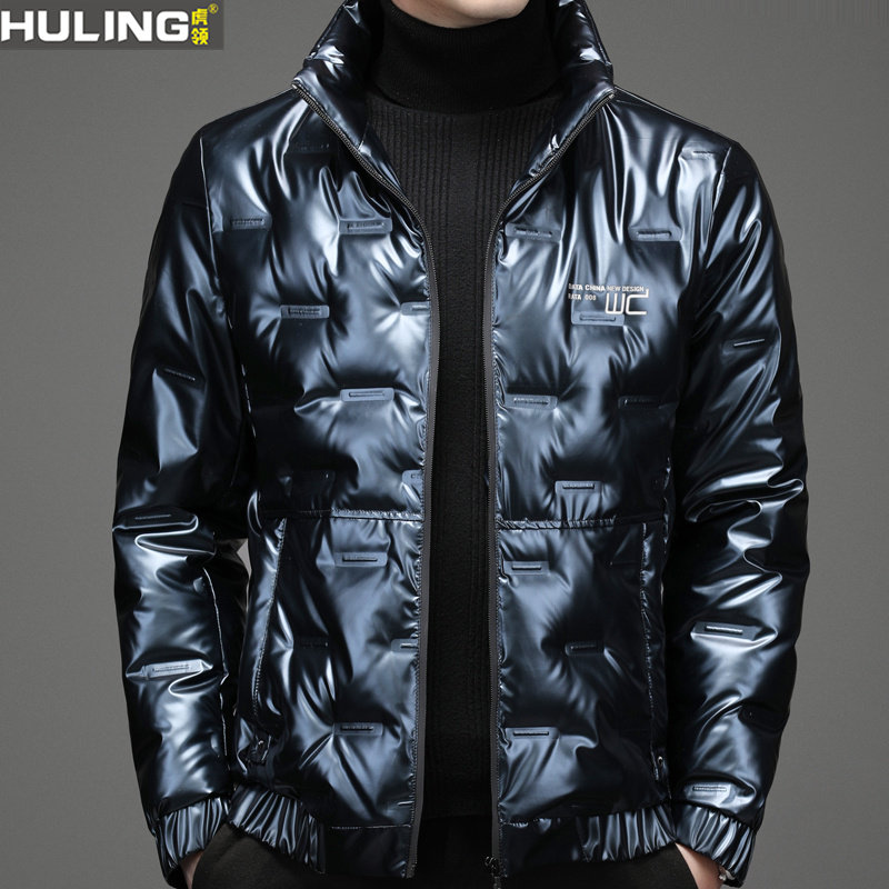羽绒服男士立领休闲短款亮面保暖