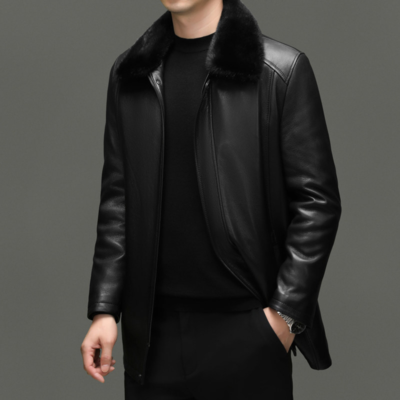 外套夹克皮夹克中年装春秋季宽松新款男士爸爸中老年皮衣休闲衣服