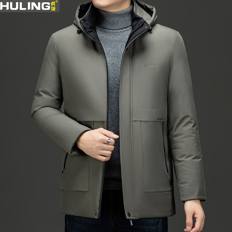 男士棉衣秋冬季新款时尚棉服保暖中年男装爸爸冬装可脱卸连帽外套