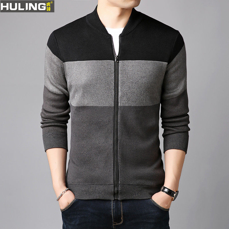 春秋男士外套拉链针织开衫毛衣中青年韩版棒球领毛线衣舒适上衣潮