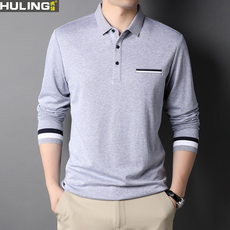 长袖t恤男士春秋季新款翻领打底莫代尔棉上衣商务休闲男装Polo衫