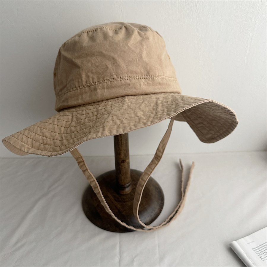 日系纯棉遮阳帽春夏绑带渔夫帽