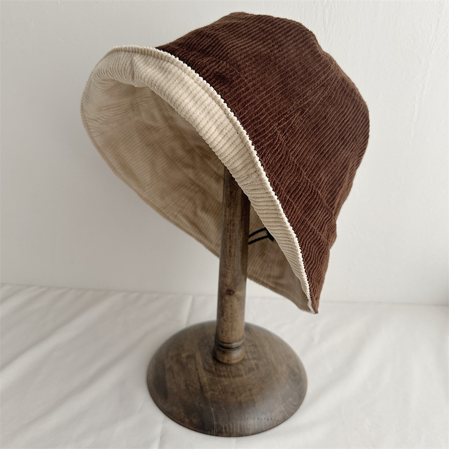 品质双面戴渔夫帽灯芯绒日系盆帽