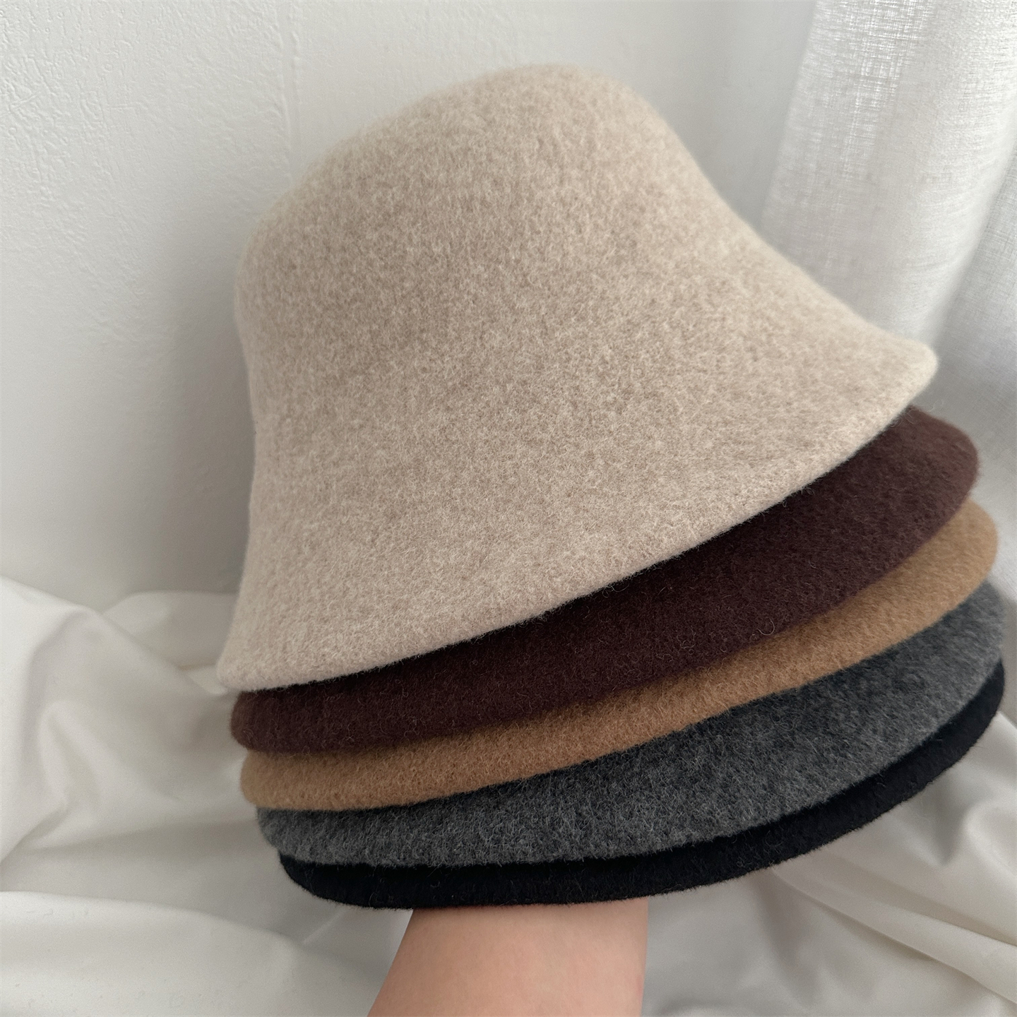 品质羊毛呢礼帽秋冬羊绒渔夫帽