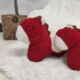 小红马玩偶抱枕 太阳花靠枕