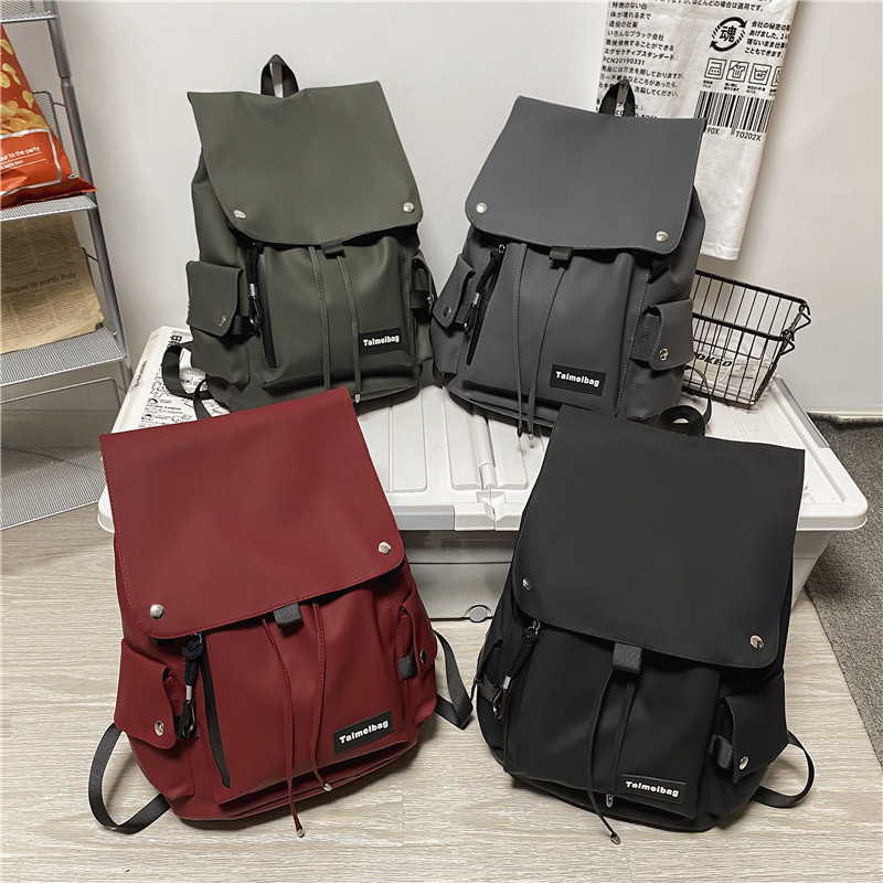 LARGE-CAPACITY LOVERS SHOULDER BAG FOR MEN AND WOMEN KOREAN VERSION OF SOLID COLOR WATER-PROOF HIGH SCHOOL STUDENT SCHOOL BAG TRAVEL TRAVEL BACKPACK