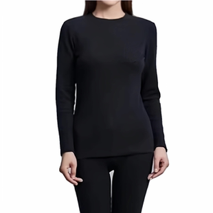 优质内衣秋冬纯棉加厚不加绒女式纯色圆领长袖保暖单上衣及单裤子