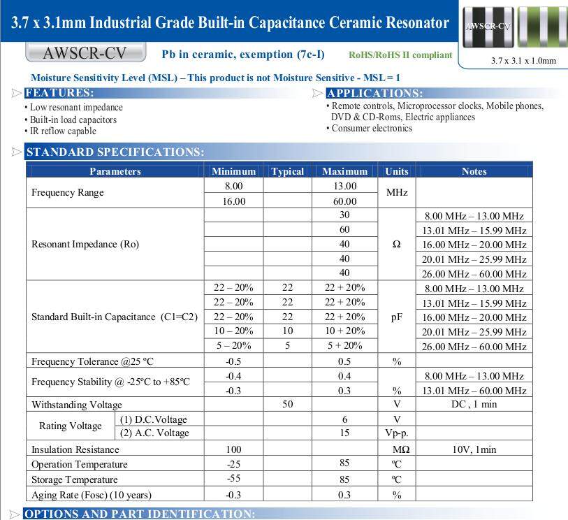 无源晶振10MHZCSTCV10M