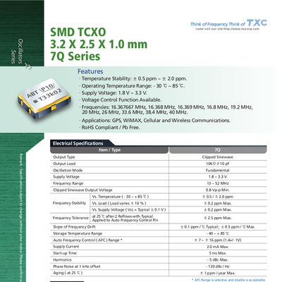 GPS 温补贴片晶振 TCXO 3.2*2.5 3225 16.368MHZ 16.368M TXC