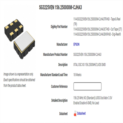 X1G005351003612 SG3225VEN 156.25M 156.25MHZ CJHA 差分 LVDS