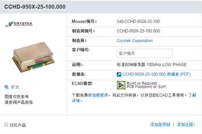 CCHD-950X-25-100.00M 100MHZ 有源晶振 飞秒 低相噪 OSC 工业级