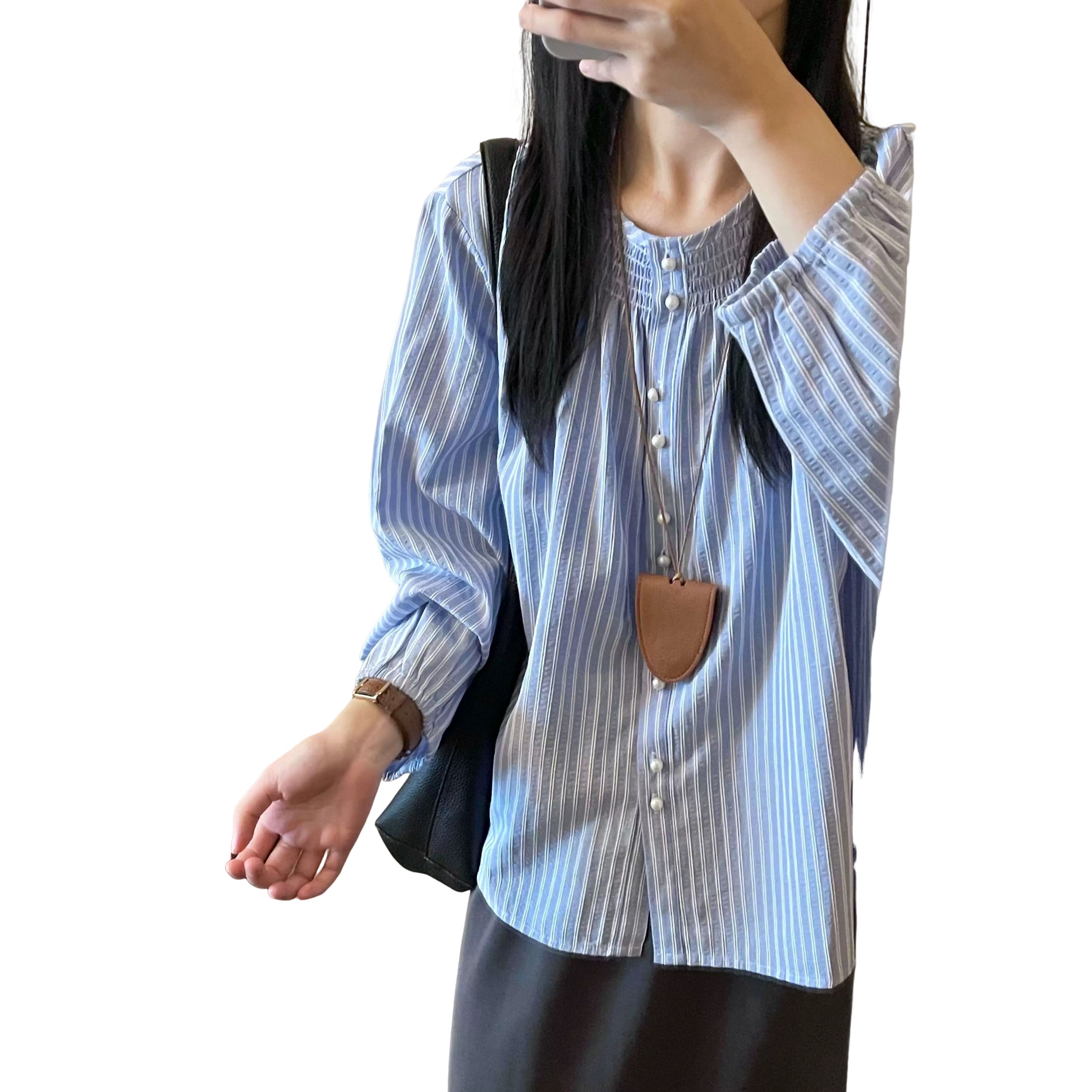 法式独特竖条纹衬衫女秋季流行穿搭2025年新款早秋高级感chic上衣