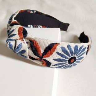 织带刺绣打结发箍欧美风洗脸不脱落成熟色淑女风多款式头箍发束